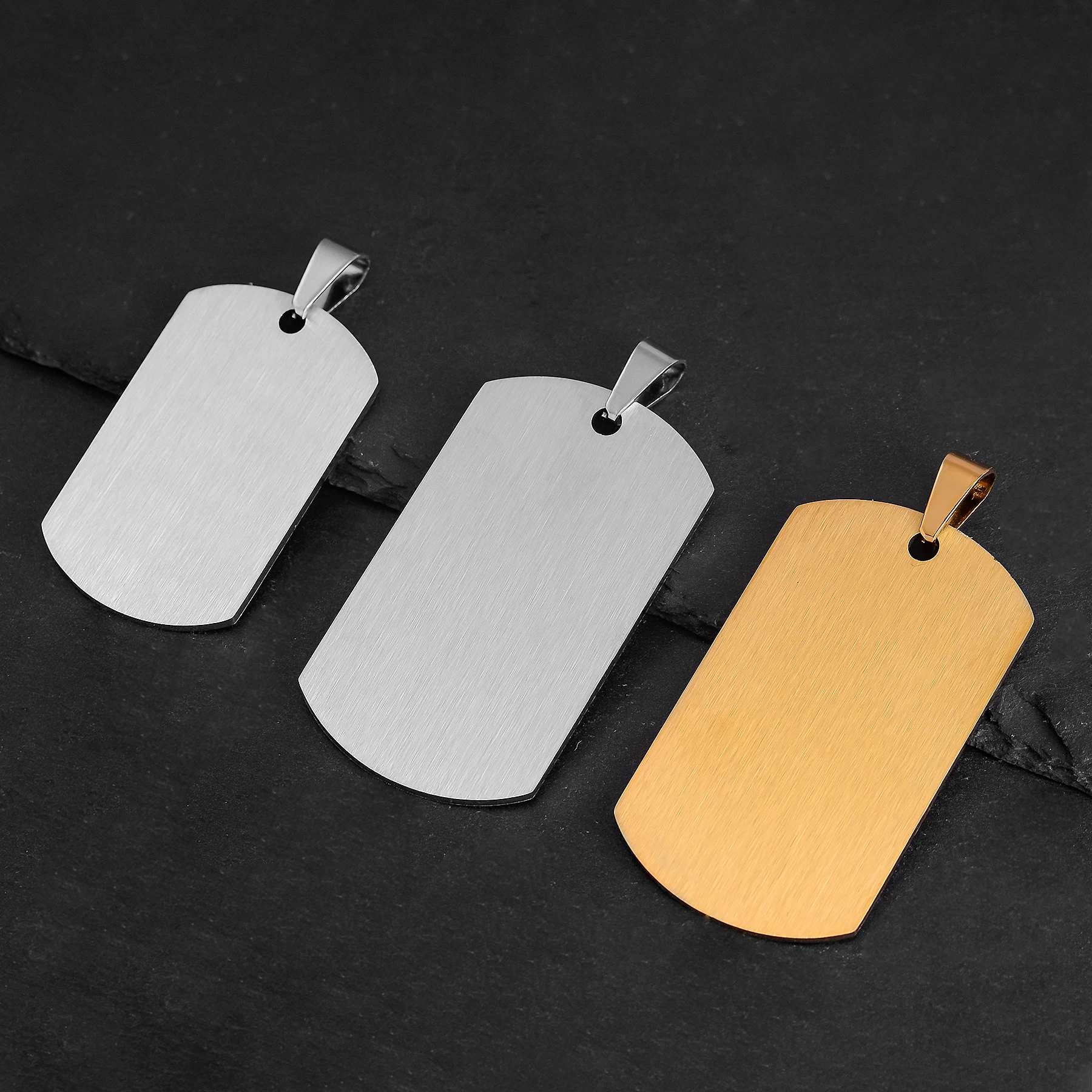 10 Uds. Venta al por mayor de acero inoxidable estilo militar del ejército ID etiquetas de perro en blanco colgante collar con dije de rectángulo accesorios de joyería (7 colores)