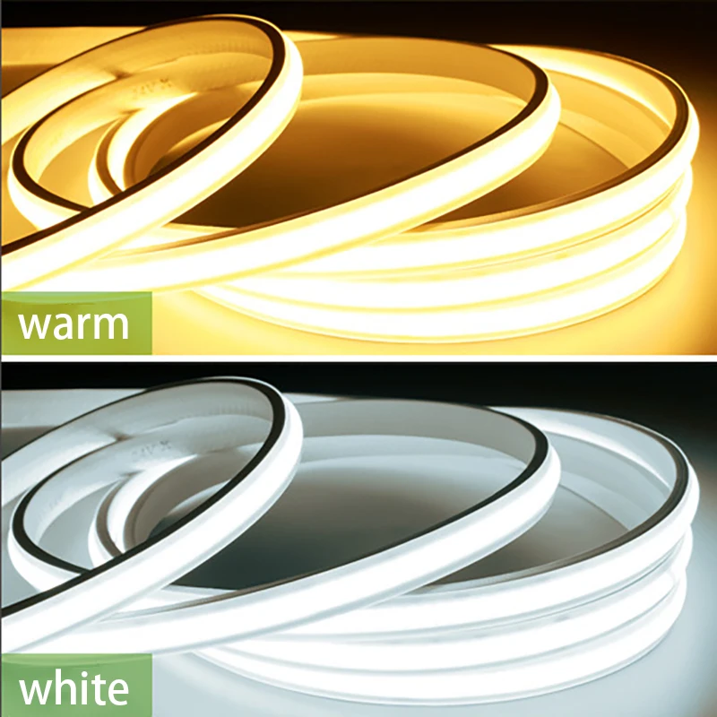 Tira de LED COB de 220V de Alta Luminosidad, Cinta Flexible para Iluminación de Habitaciones, Dormitorios y Cocinas