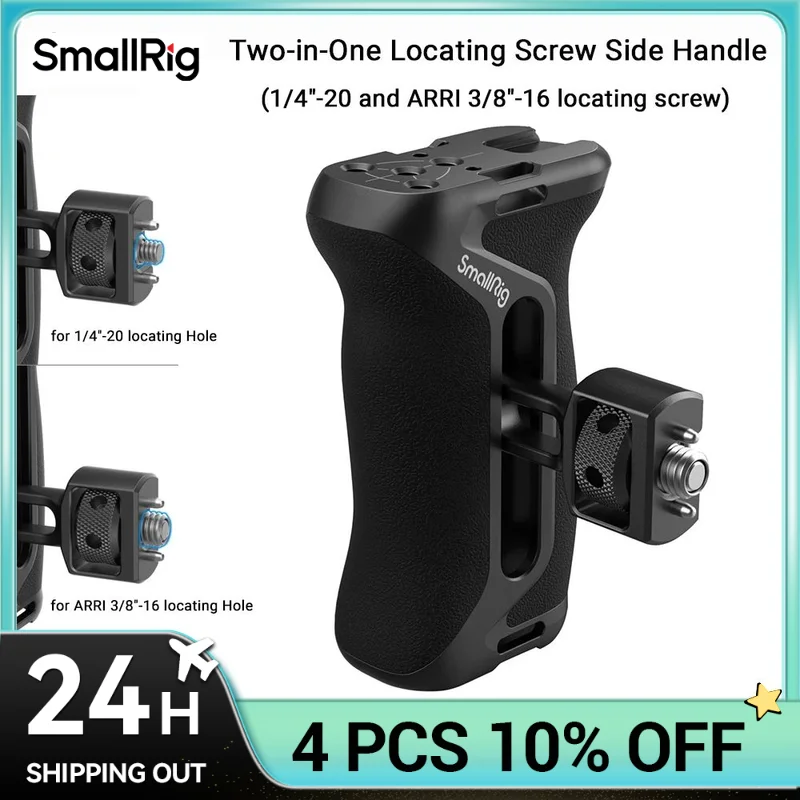 Manija lateral ajustable SmallRig con tornillo de localización dos en uno para jaulas y placas con ARRI 3/8"-16 o 1/4"-20 orificios izquierda/derecha