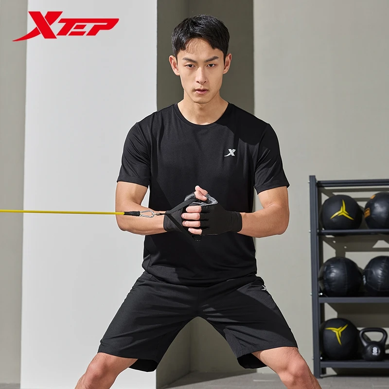 Xtep-traje deportivo de manga corta para hombre, traje deportivo de secado rápido, Tops y pantalones para exteriores que absorben el sudor, 876229A70176