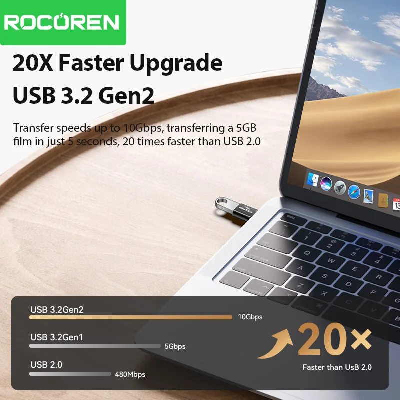 Rocoren USB tipo C OTG adaptador USB C macho a USB 3,2 hembra convertidores de Cable para Macbook Samsung S23 Xiaomi 10 Gbps tipo c OTG