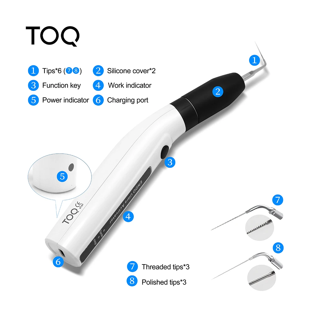 Nuevo activador ultrasónico inalámbrico Dental LED, activador Endo Ultra, lavado de dientes ultrasónico con 6 puntas, herramientas de odontología
