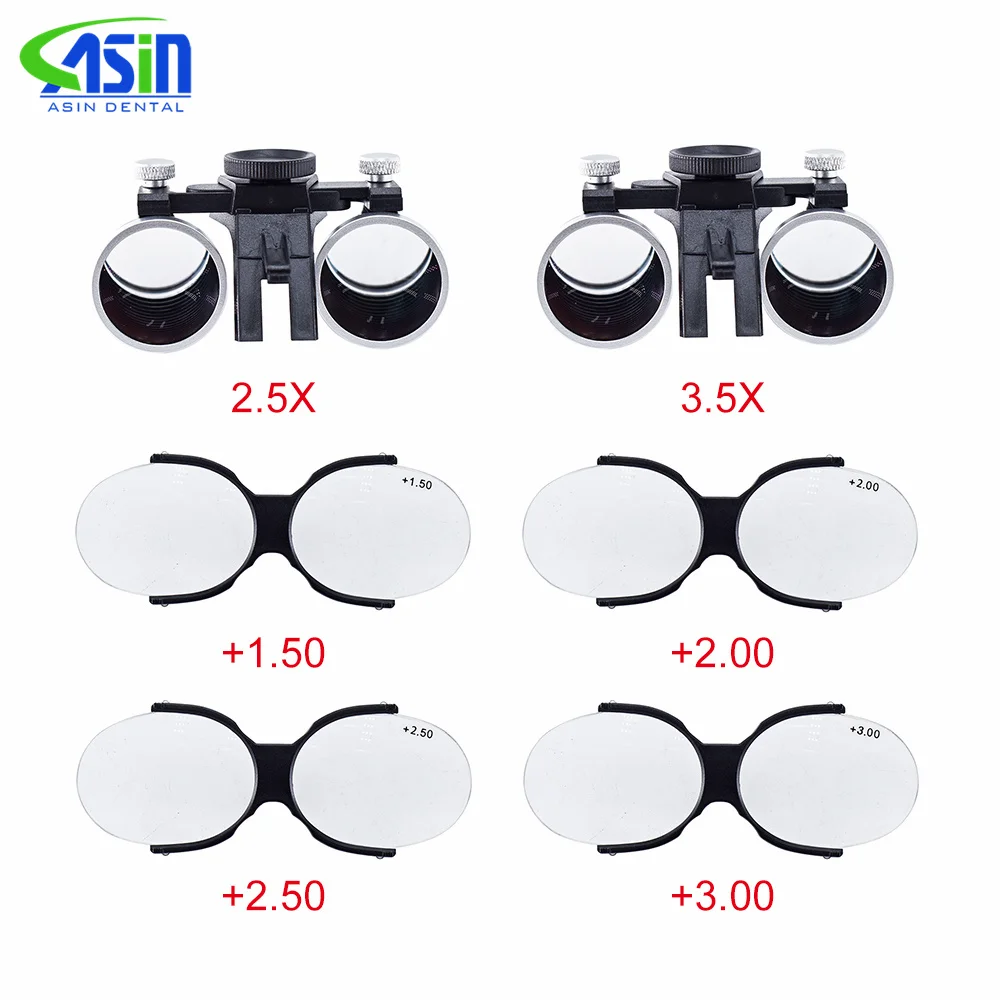 Lupa Binocular de faro LED para odontología, accesorios dentales, piezas de repuesto, 2.5X/3.5X 5W
