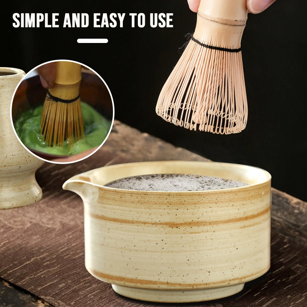 Juego de té Matcha japonés, batidor de bambú seguro, cucharadita, juegos de té, tienda de bebidas interior, accesorios de herramientas para hacer té, 4 Uds.
