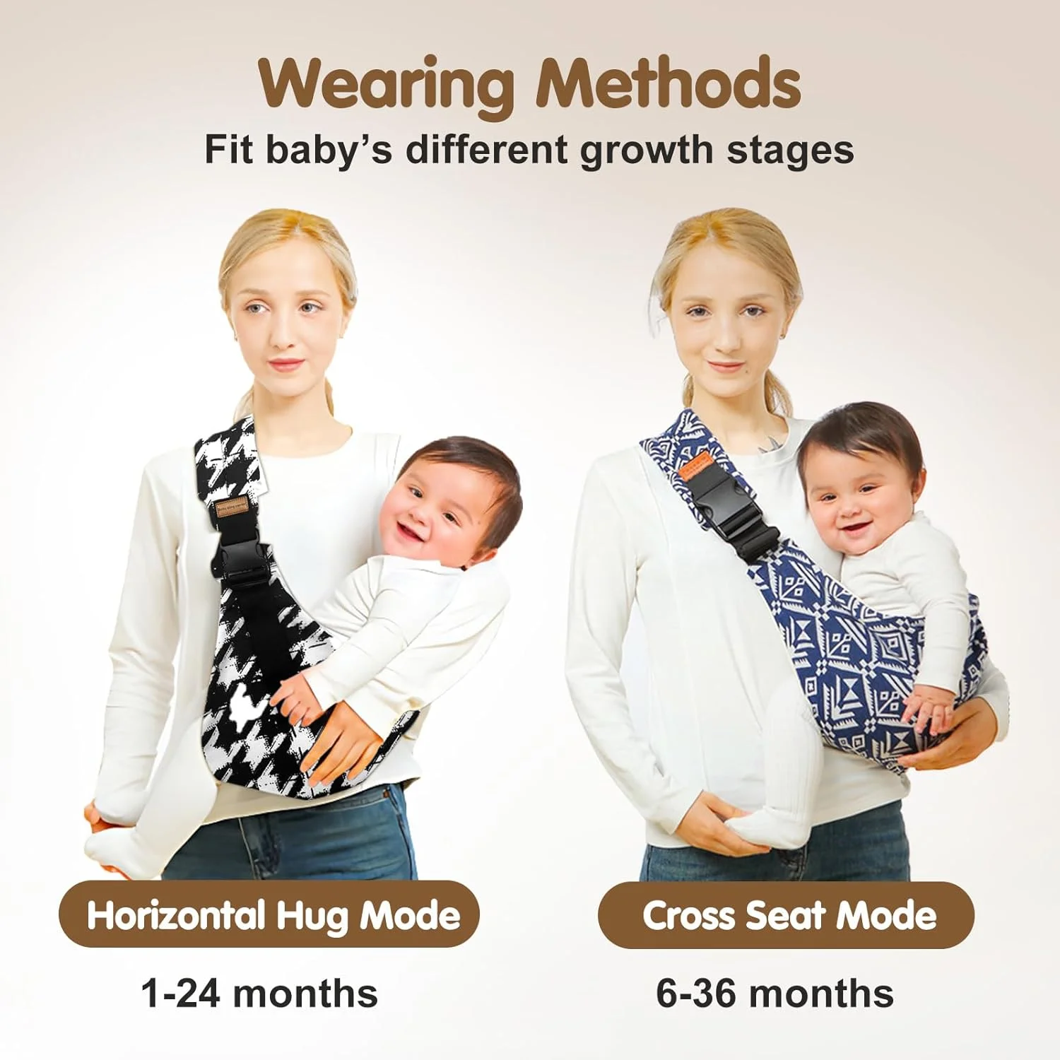 Portabebés Ergonómico Ajustable, Bandolera, Canguro, Soporte para Bebés Recién Nacidos, para Llevar al Bebé con las Manos Libres