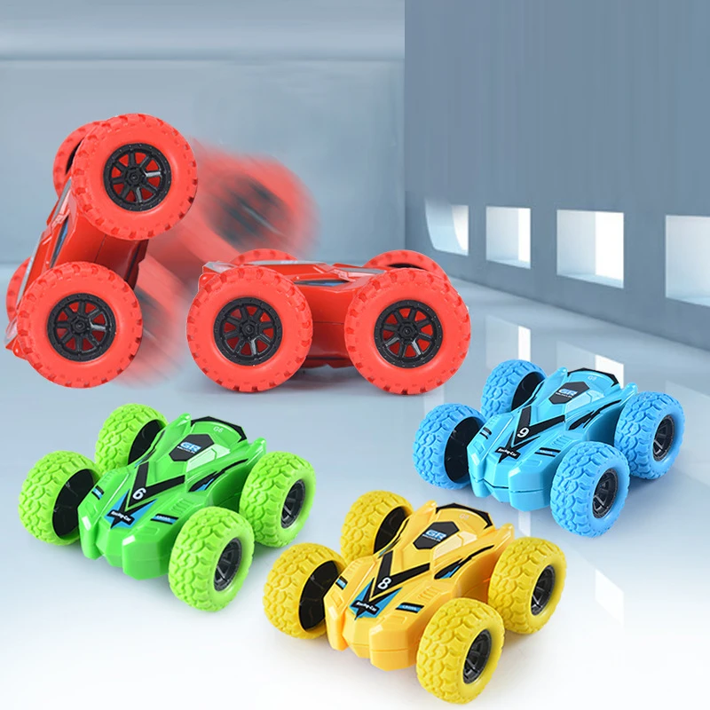 Mini coche de inercia de juguete para niños, reconocimiento automático de colisión, coche para correr de doble cara, juguete interactivo divertido para niños y niñas