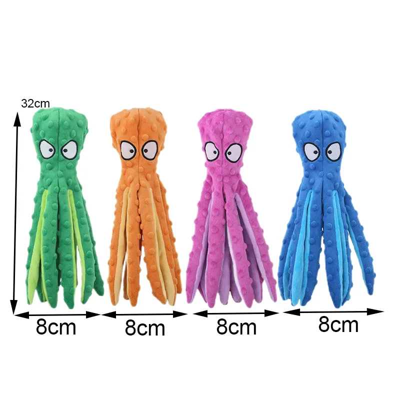 Juguete de peluche para mascotas, sonido de perro, pulpo, forma de Animal, juguete interactivo para dientes de perro, juguete para masticar limpio, suministros para mascotas para perros pequeños y grandes