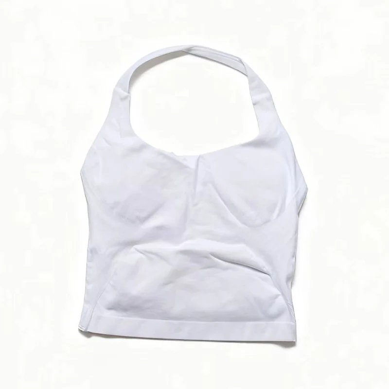 Sujetador deportivo de realce de impacto para mujer, ropa deportiva para entrenamiento físico, Top con cuello Halter, ropa de gimnasio, camisetas sin mangas de Yoga con almohadilla extraíble para el pecho
