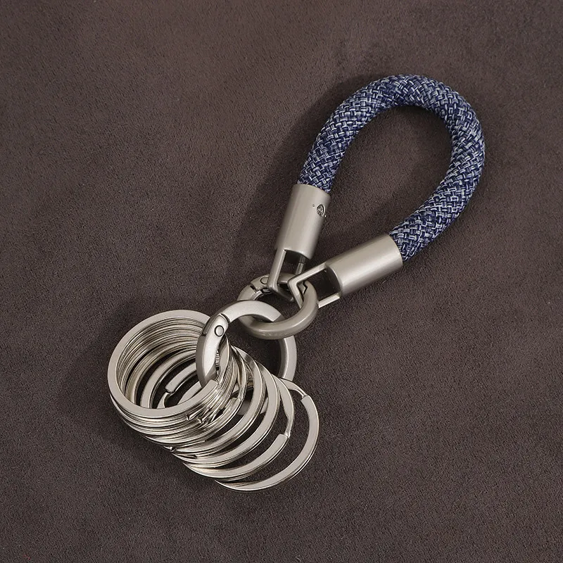 Llavero Minimalista de Aleación de Titanio con Acabado Natural, Organizador de Múltiples Anillos, Cordón Multifuncional, Estilo Insta