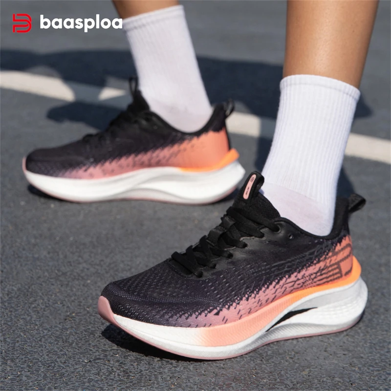 Baasploa, zapatillas para correr para hombre, placa de carbono, zapatillas antideslizantes con amortiguación profesional, zapatillas deportivas informales transpirables para correr para mujer
