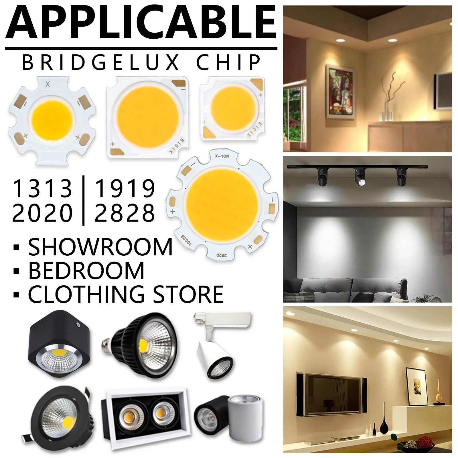 3W 5W 7W 10W 20W 30W 40W LED COB fuente Bridgelux Chip 13mm 19mm 20mm 28mm DIY para bombilla LED Chip foco Downlight lámparas de diodo