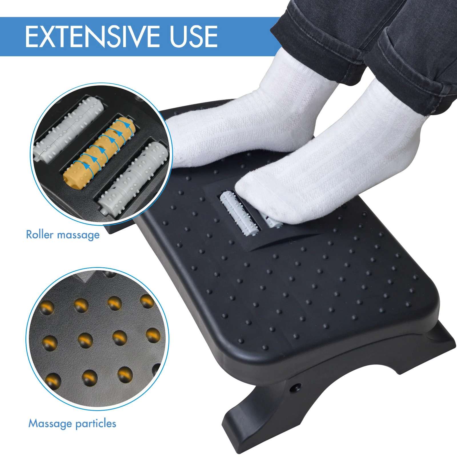 Reposapiés ergonómico debajo del escritorio, rodillos de masaje, reposapiés, alivio del dolor, taburete antideslizante para pies, corrección de postura como nuevo regalo de Navidad