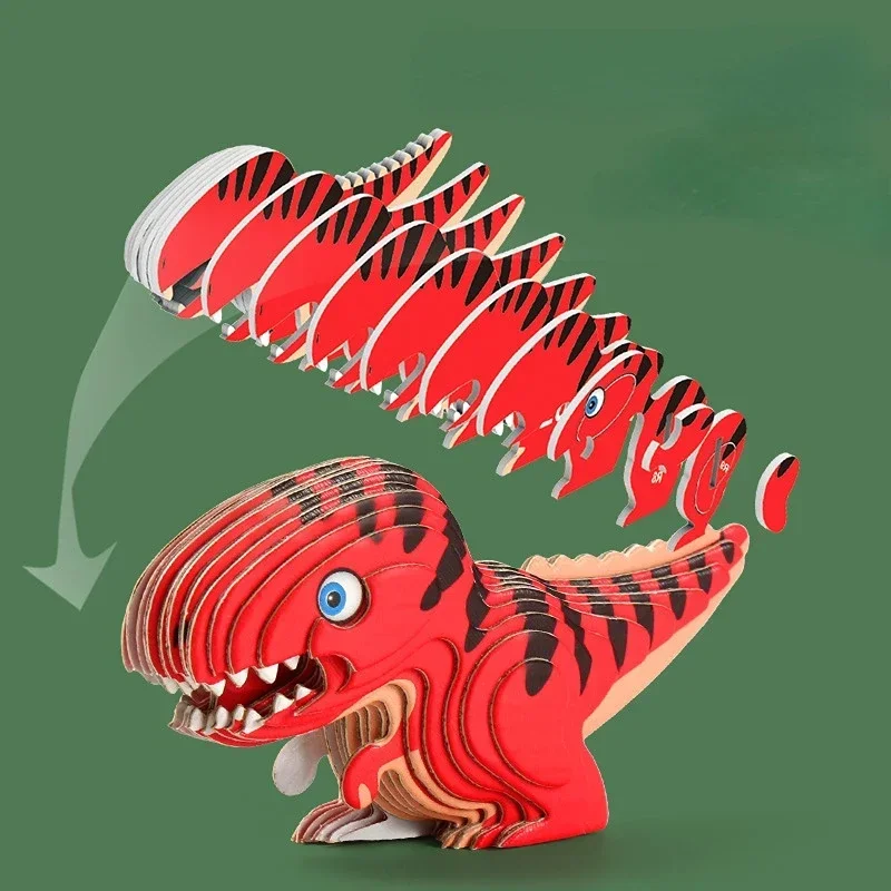 Rompecabezas 3D para niños, juguetes educativos de dinosaurios del Mundo Jurásico, rompecabezas de animales de papel, modelo de dibujos animados, juguetes, regalo del Día de los niños