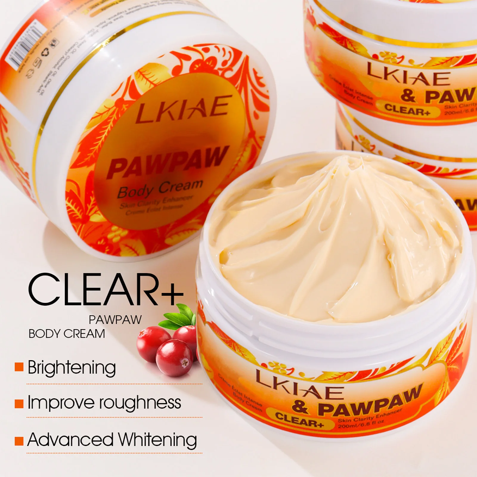 Crema Aclarante de Papaya LKIAE, Hidratante, Nutritiva, Unifica el Tono de la Piel, Mejora la Piel Áspera, Reduce las Manchas Oscuras para Mujeres