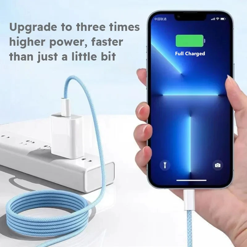 Cable PD de carga rápida trenzado de 35W para iPhone 13 14 Pro Max 11 12 mini X XR XS Max 7 8 Plus Cables de datos USB-C de carga rápida 1m 2m