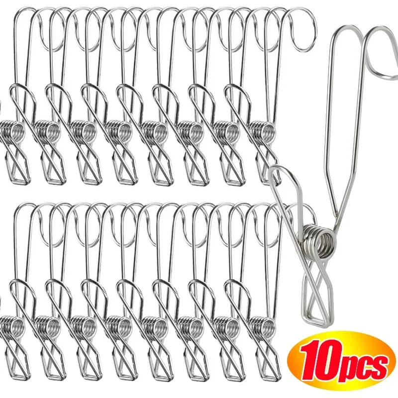 Clip de cola larga de acero inoxidable, pinzas para fotos, organizador de toallas, ganchos para estante, clavijas para ropa, almacenamiento de lavandería, 5/10/20 piezas