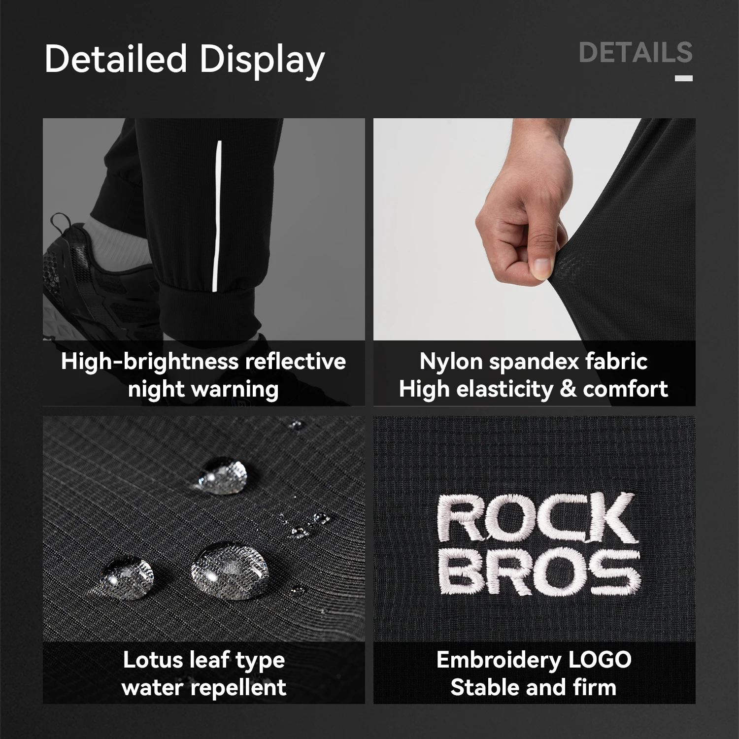 ROCKBROS-pantalones deportivos finos para correr al aire libre, transpirables, repelentes al agua, informales, reflectantes