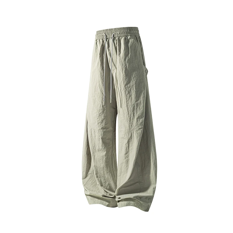 Pantalones Jogger de Seda Helada para Hombre, de Verano, de Marca, a la Moda, Sueltos, de Pierna Ancha, Finos, Transpirables, de Secado Rápido, Largos