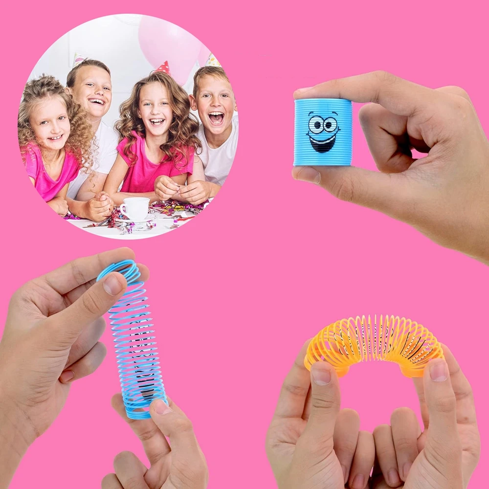12 Uds. Para niños, niñas, niños, cara sonriente, primavera, arcoíris, magia, antiestrés, resortes en espiral, Mini juguetes a granel, juguetes de recuerdo de fiesta