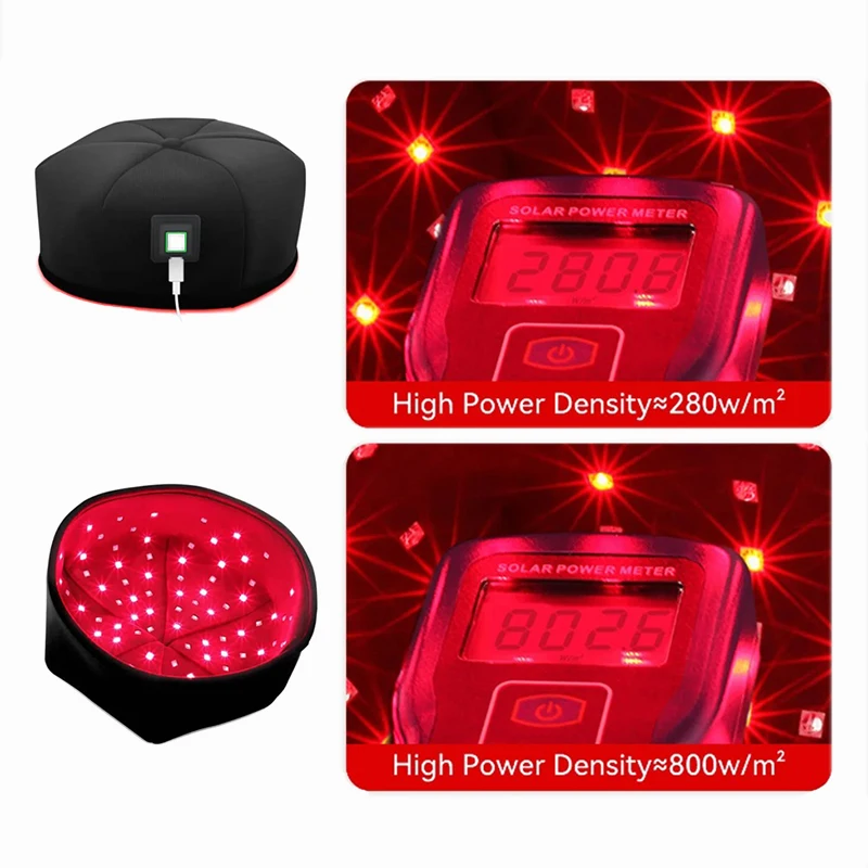 Gorro de terapia de luz roja, gorro de tratamiento LED de infrarrojo cercano para el crecimiento del cabello, relajación de la cabeza, alivio del cuero cabelludo, dispositivo de prevención de pérdida