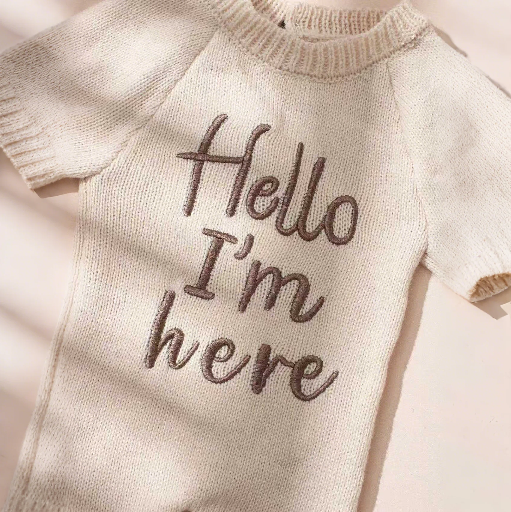Ylsteed "Hola" bordado tejido recién nacido anuncio de nacimiento trajes mono con zona para bebé niño niña accesorios de fotografía recién nacido