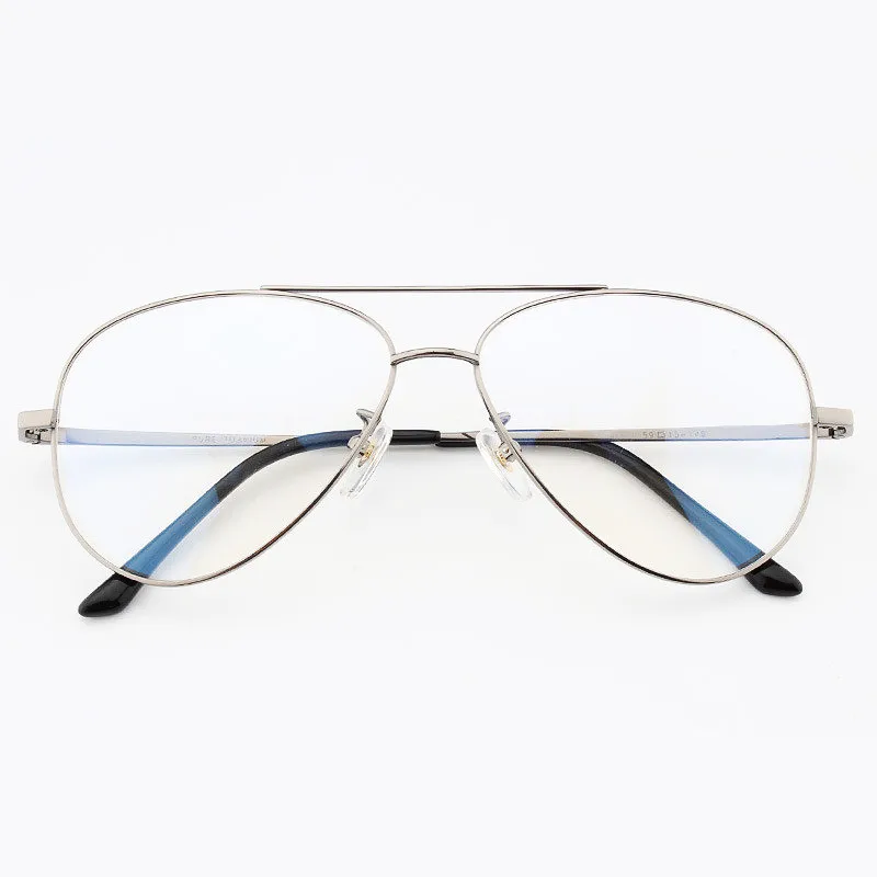 Montura óptica de titanio puro graduada para hombres, gafas de piloto, gafas de sol, uso de cara grande y ancha, doble puente de 63mm de ancho