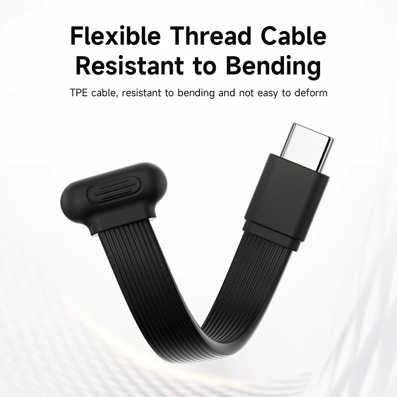 Cable USB C de ángulo recto Hagibis, corto, de 90 grados, para banco de energía, carga rápida, cable cápsula PD 60W para iPhone 17 Pro Max 16 15