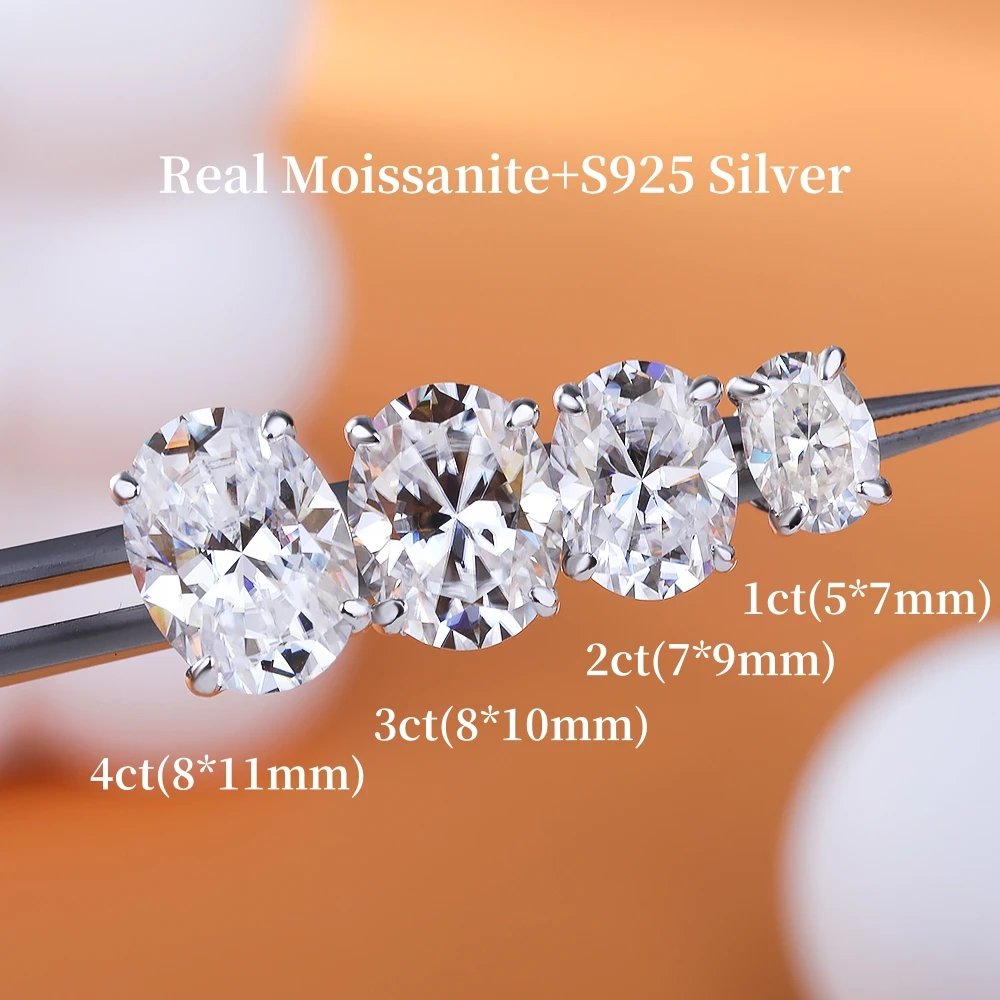 NKHOG-pendientes ovalados de moissanita de 1-4CT, pendientes de plata S925 con diamantes brillantes para mujeres y hombres, joyería chapada en 18K para boda GRA