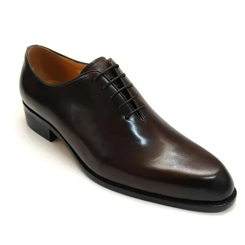 Zapatos de cuero de éxito para hombre, zapatos de trabajo de oficina de negocios informales Oxford hechos a mano de alta calidad para Gentalman, cómodos con cordones