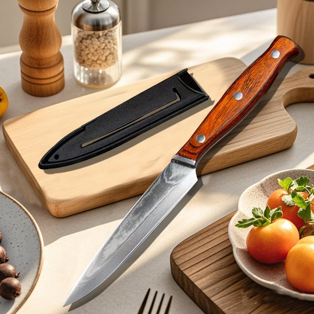 Cuchillo para carne de acero damasco de 67 capas, forjado VG10, cuchillo para frutas, cuchillo multiusos de cocina, cuchillo de cocina afilado de alta dureza, 1 unidad
