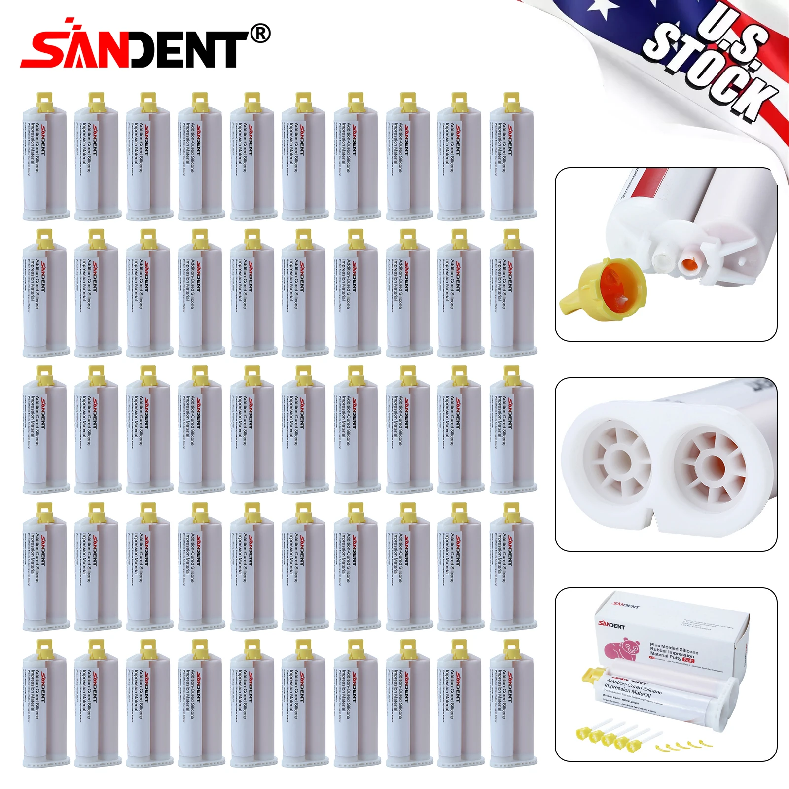 Material de Impresión Dental SANDENT, 50 ml, Material de Impresión de Silicona, Elastómero de Silicona Ligero para Dentistas