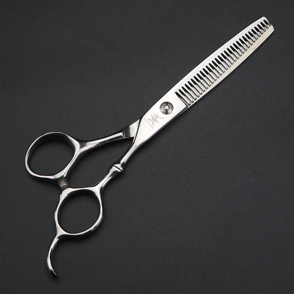 XUANFENG-Tijeras para el cabello con mango plateado, tornillos dorados de acero 9cr18, tijeras de corte y juego de tijeras de adelgazamiento para peluquero de 6 pulgadas