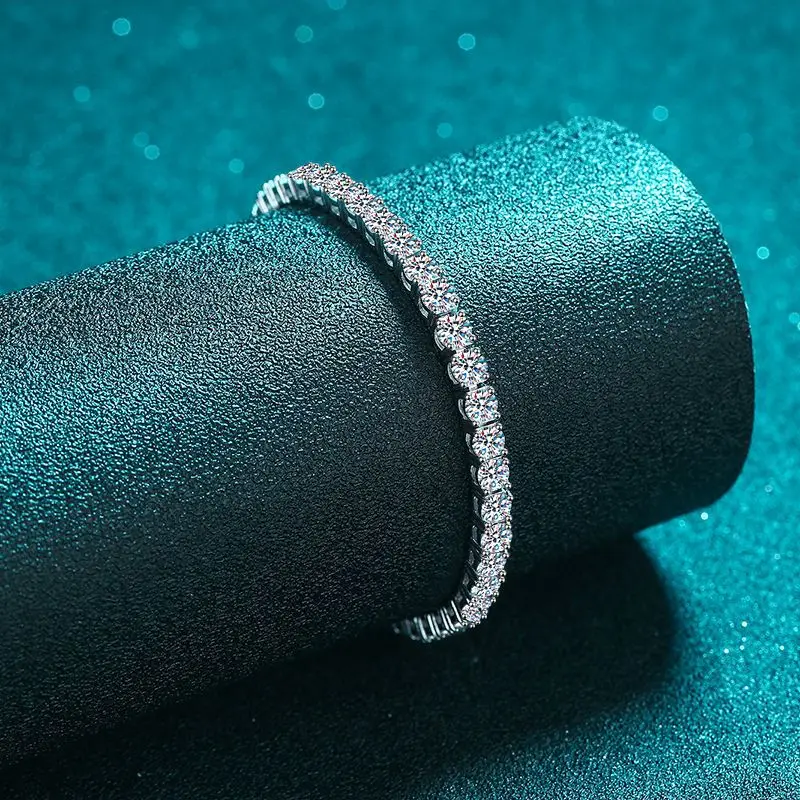 100% plata de ley S925, pulsera de tenis de moissanita auténtica de 2-6mm para mujer, joyería de boda, regalo exquisito de Navidad
