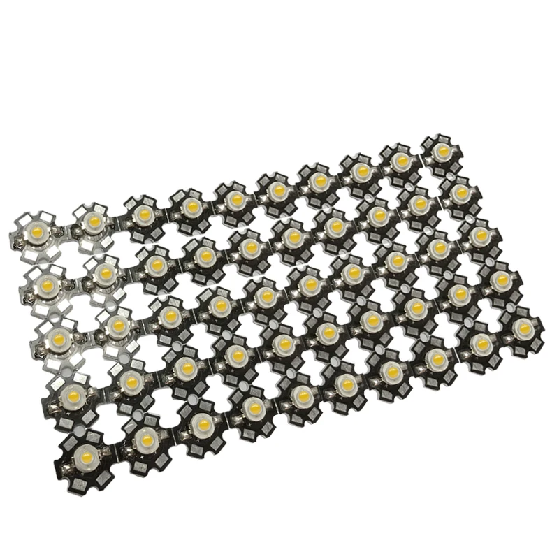 Diodos LED de alta potencia, 10-100 Uds., 1W, 3W, blanco Natural frío cálido/rojo/verde/azul/azul real, 450 660nm, UV rojo profundo con PCB de estrella de 20mm