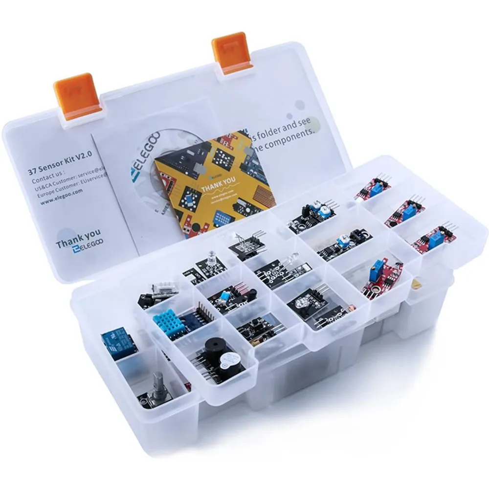 Kit de Módulos de Sensores ELEGOO Mejorado 37 en 1 con Tutorial, Compatible con Arduino ®   IDE — para UNO R3, MEGA, Nano DIY Electronic K