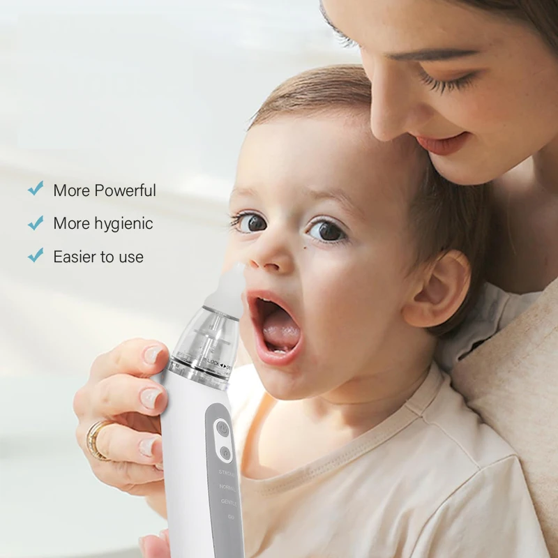 Aspirador Nasal Eléctrico para Bebés, Aspirador de Nariz Automático para Niños Pequeños con Música y 3 Puntas de Silicona