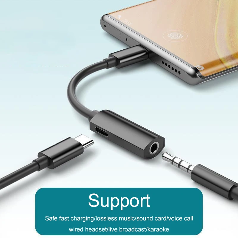 Adaptador de Audio 2 en 1 tipo C a conector de auriculares de 3,5 MM para Samsung Galaxy S24 S23 S22 Ultra A54 A34 A53 Note 20 10 cargador USB C