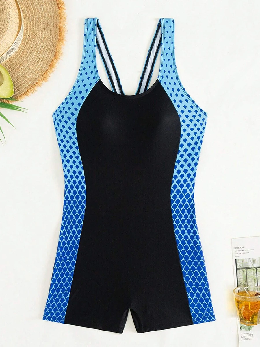 Traje de Baño Deportivo Degradado 2026 para Mujer, Traje de Baño de Una Pieza Vintage, Traje de Baño Femenino, Ropa de Playa XXL