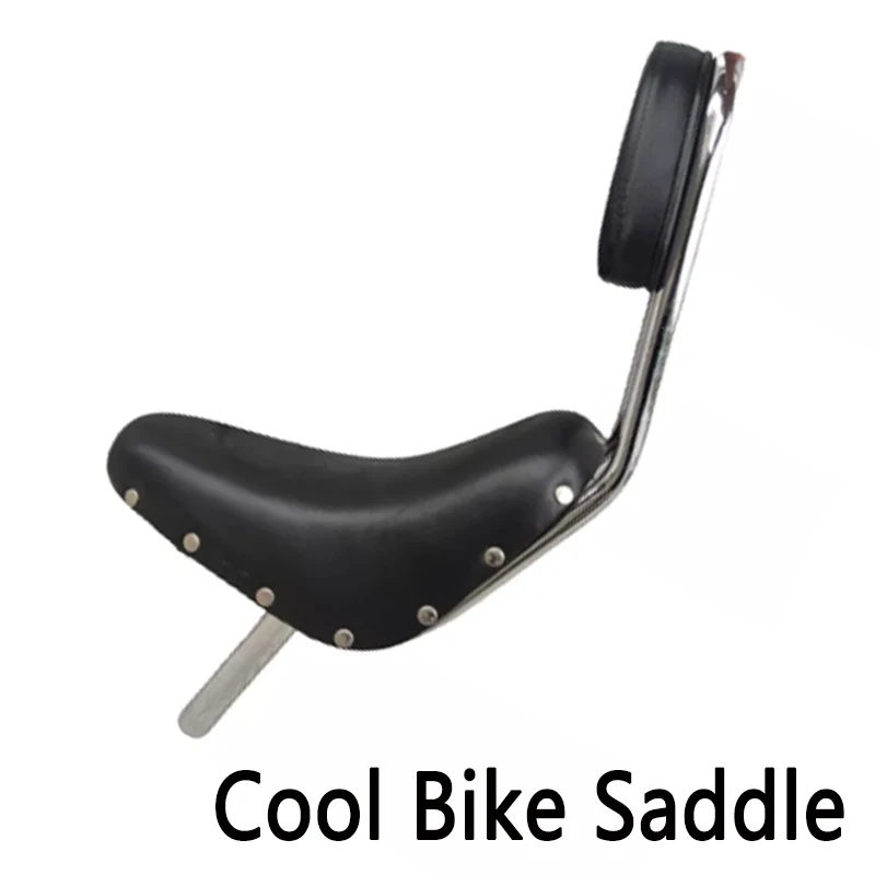 Sillín de bicicleta reclinable para motocicleta, chasis personalizado de acero, sillín de bicicleta fresco, tubo de asiento de 28,6 mm,