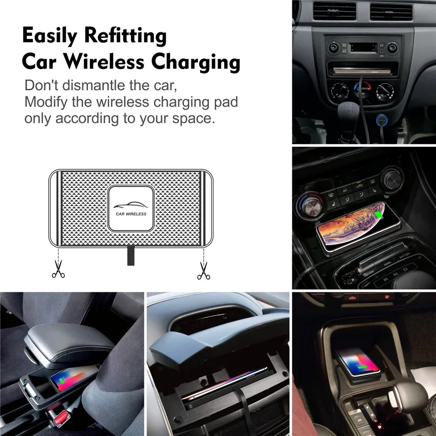 Cargador Inalámbrico para Auto, Base de Silicona para iPhone 17 16 14 13 12 Xiaomi Samsung Huawei, Carga Rápida Inalámbrica para Teléfono Móvil