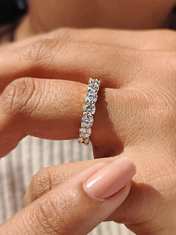 Anillos preciosos brillantes de circonita redonda de Plata de Ley 925 para mujer, joyería fina de compromiso y boda de alta calidad