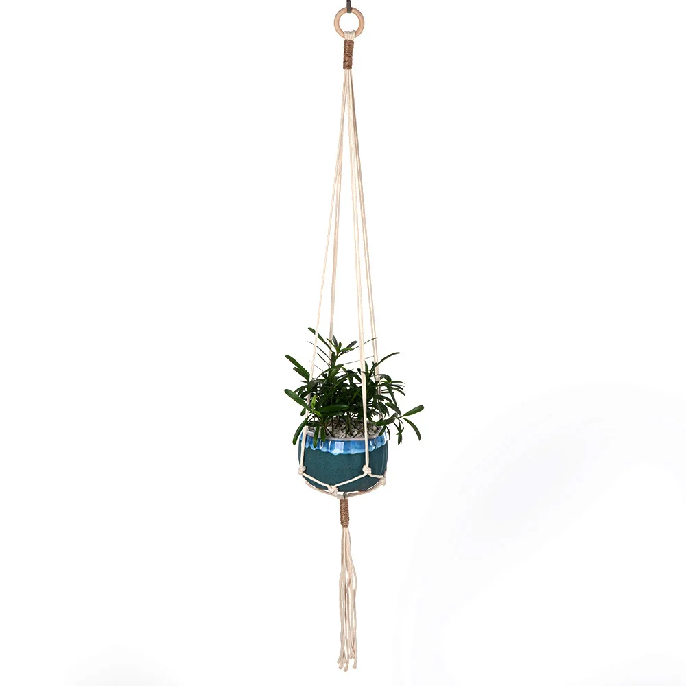Colgador de macramé para plantas, cesta colgante para interior, cuerda de algodón tejida, maceta, soporte para plantas de ganchillo, soporte para decoración del hogar Bohemia