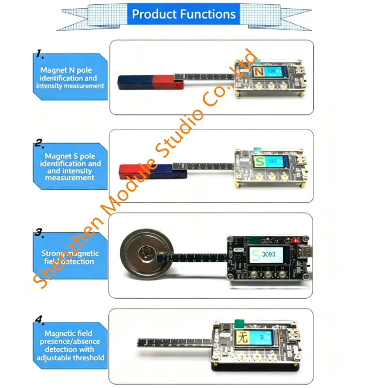 1PCS Detector de Intensidad de Campo Magnético, Comprobador de Polaridad N/S de Imán, Mini Medidor de Gauss Portátil con Pantalla LCD