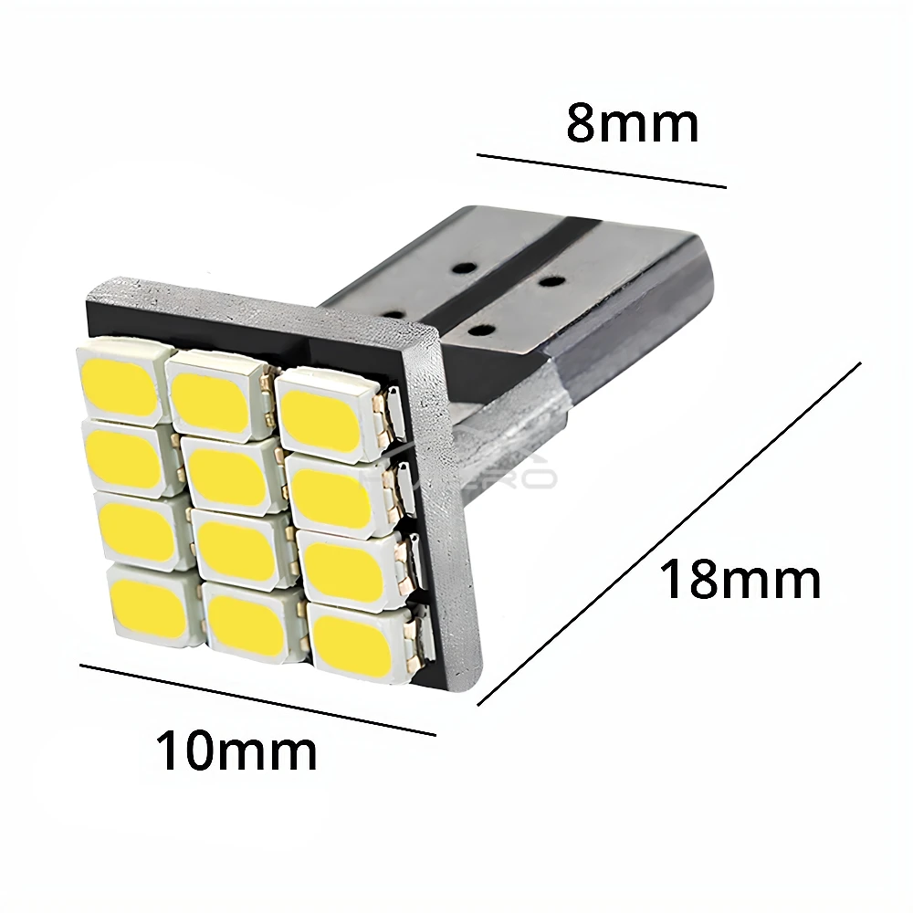 10 Uds T10 W5W 12SMD 1206 cuña de coche LED blanco DC 12V Canbus sin decodificador de errores luces externas lámpara de placa de matrícula Led de respaldo de esquina