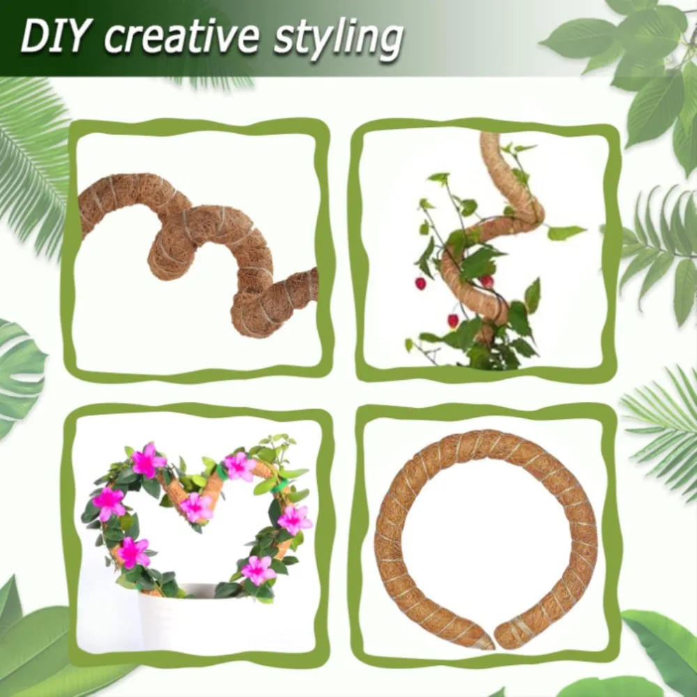 Soporte de plantas Monstera con poste de musgo flexible de 30-100cm para plantas trepadoras de interior, palo de enredaderas de palma de extensión, soporte para plantas trepadoras