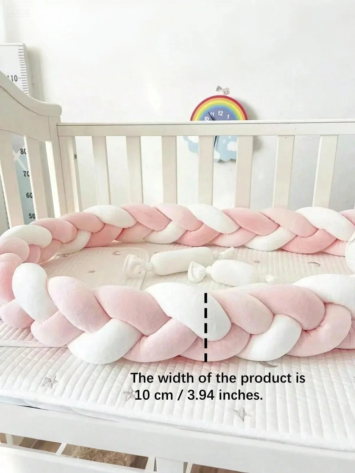 Protector de Cuna para Bebé, Protector de Cuna para Decoración de Habitación, Trenza de Cama, Cojín de Nudos para Cuna de Bebé