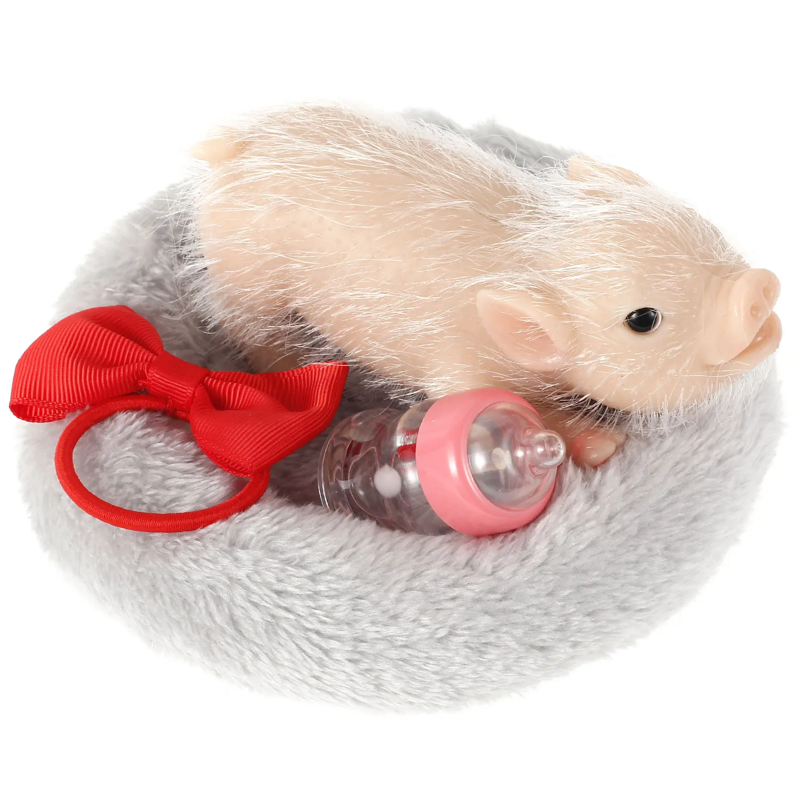 Muñeco de cerdo de silicona de 6 pulgadas, juguete bonito de cerdo de silicona en miniatura, juguete de cerdo realista, interesante juego completo de juguetes de muñeco de lechón de silicona
