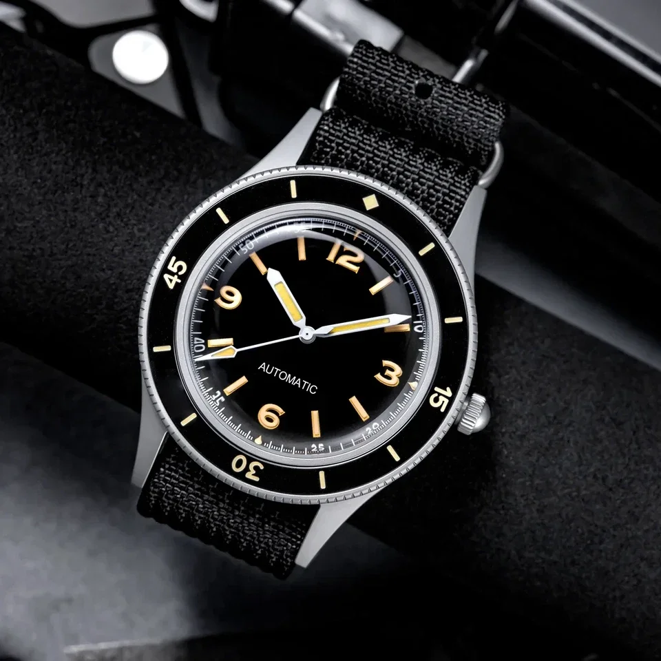 50-Fathoms Retro negro 40mm doble cúpula zafiro automático Miyota 8215 movimiento hombres reloj 20ATM bisel de cerámica luminosa verde