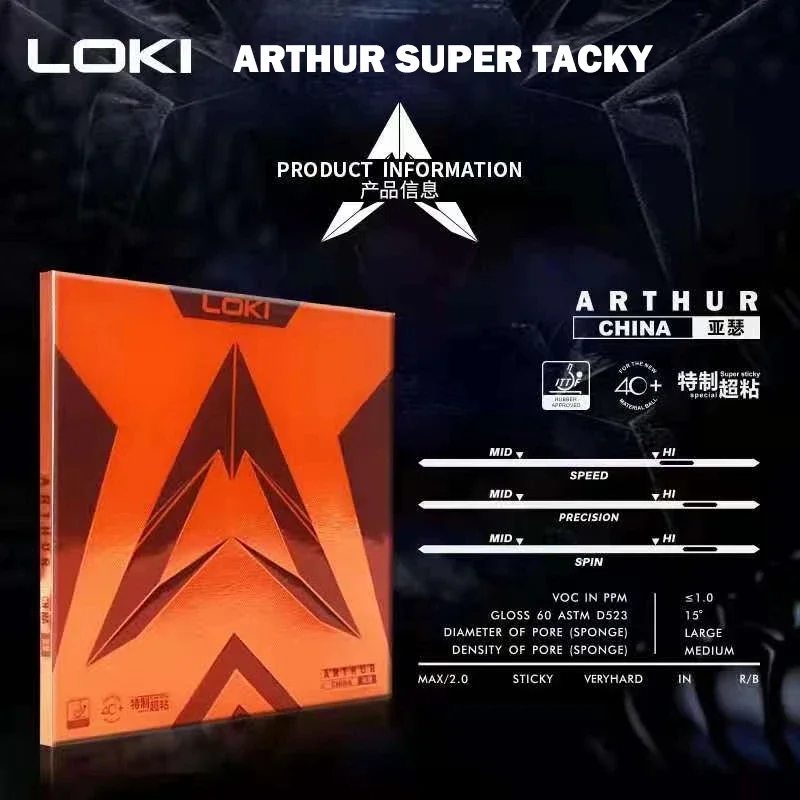 LOKI ARTHUR-Goma adhesiva para tenis de mesa, goma de Ping Pong con esponja dura para pastel, Original, Europa/Asia, China