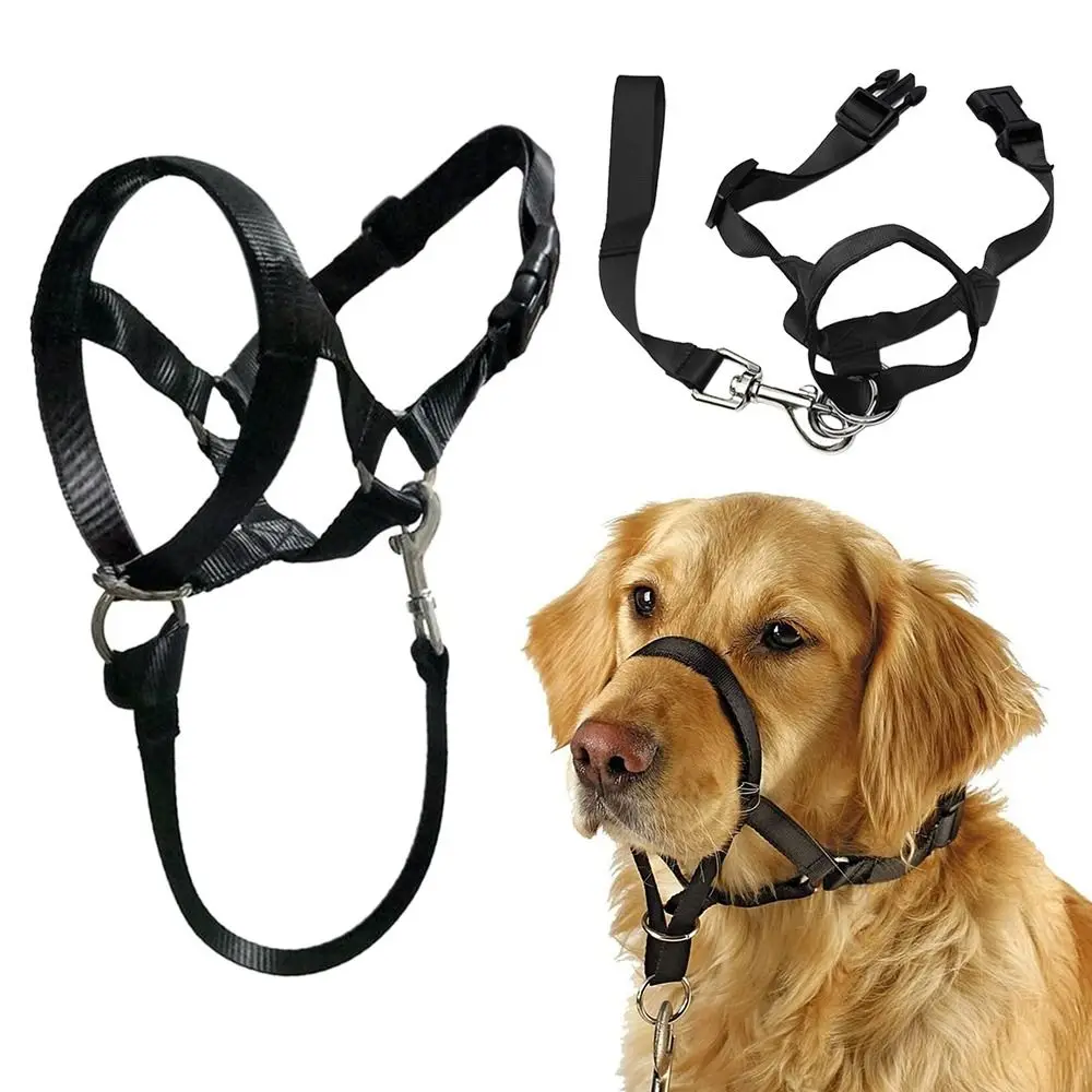Arnés líder de nailon ajustable, antiladridos, sin tirones, Collar de cabeza de perro, cuello Halter, bozal para perro